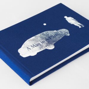 Photography Book. Autor photobook, blue hard cover and white paint silk printing. A Man in A Park